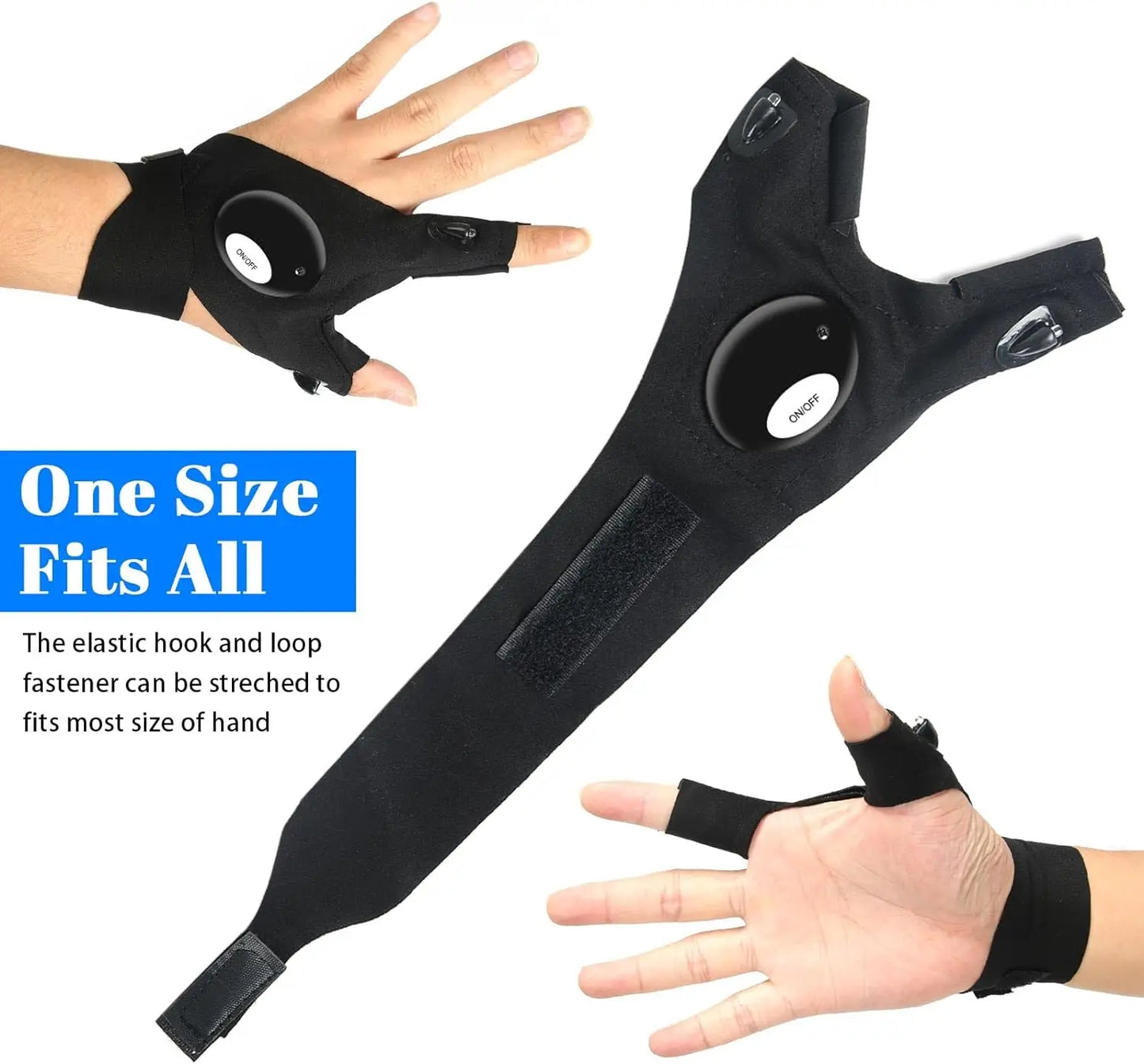 NEW Arrivals LED Half Finger Glove for Men Women Outdoor Waterproof Night Fishing Bait Cycling Running Flashlight Durable Fingerless Gloves