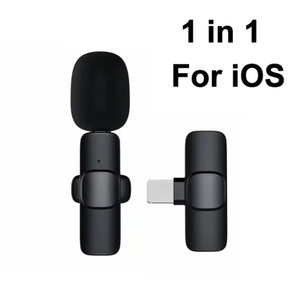 NEW Arrivals 2PCS Set Wireless Lavalier Microphone Portable Audio Video Recording Mini Microphone for iPhone Android PC Camera Live Streaming Gaming Phone Accessories