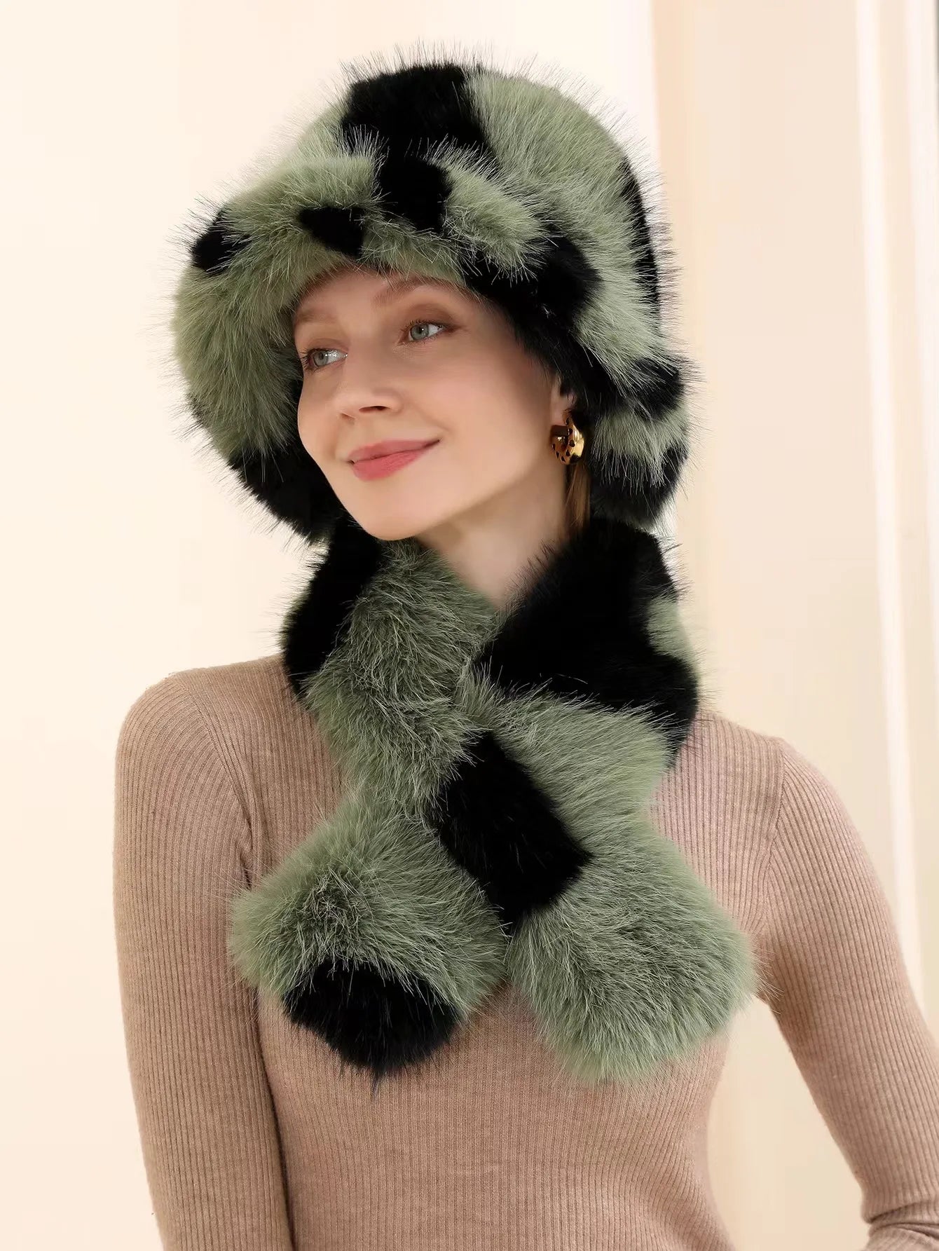 NEW Luxurious Imitation Mink Fur Flat Roof Autumn Winter Warm Snow Clothes Bucket Hat Ball Plush Fisherman Hat Soft Warm Thick Basin Bucket Hats Female Ladies Luxury Fashion Clothing Accessories Products