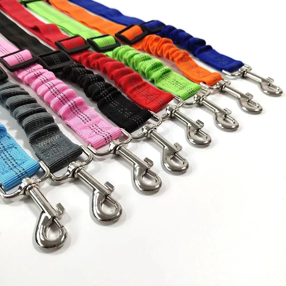 NEW Arrivals Reflective Dog Seat Belt - Adjustable and Durable Harness with Bungee Fabric Belt for Safe and Secure Car Travel Dogs Safety Accessories Pets Supplies