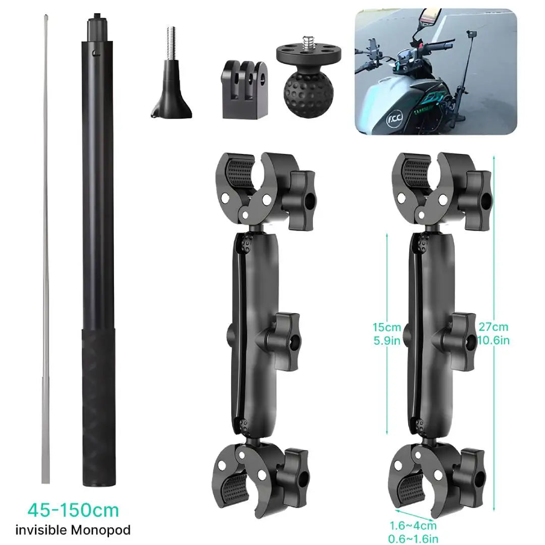 NEW Arrivals Bicycle Motorcycle Panoramic Selfie Stick For Insta360 Reels Video One X2 X3 X4 GoPro 12 11 10 DJI Monopod Mount Handlebar Bracket Accessory