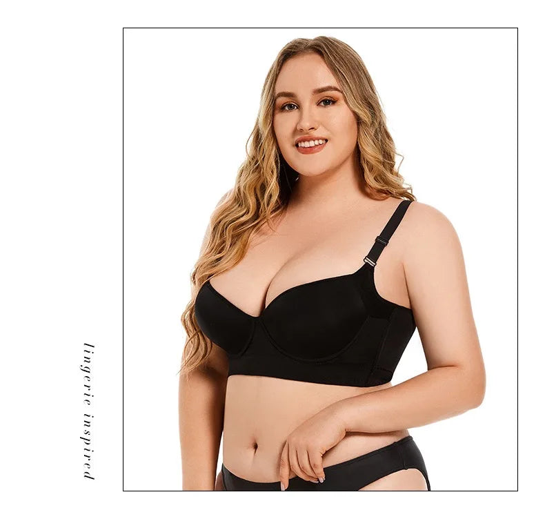 NEW Arrivals 2PCS- PLUS SIZE Chubby Women's Back Smoothing Bra Hides Back Fat Full Coverage Comfortable Seamless Bra Push-Up Bra Curvy Ladies Underwear Sets