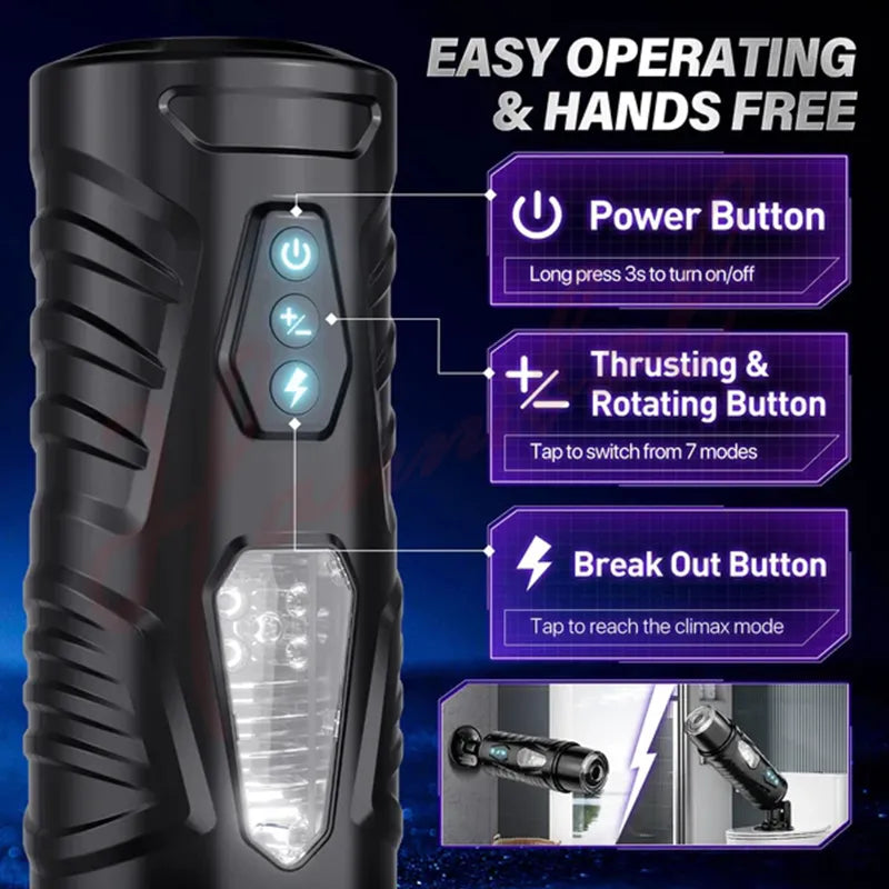 Adult Hannibal Automatic Male Masturbator 7 Thrusting Rotating Modes Mastubator Cup Electric Pocket Pussy For Penis Sex Toy For Men