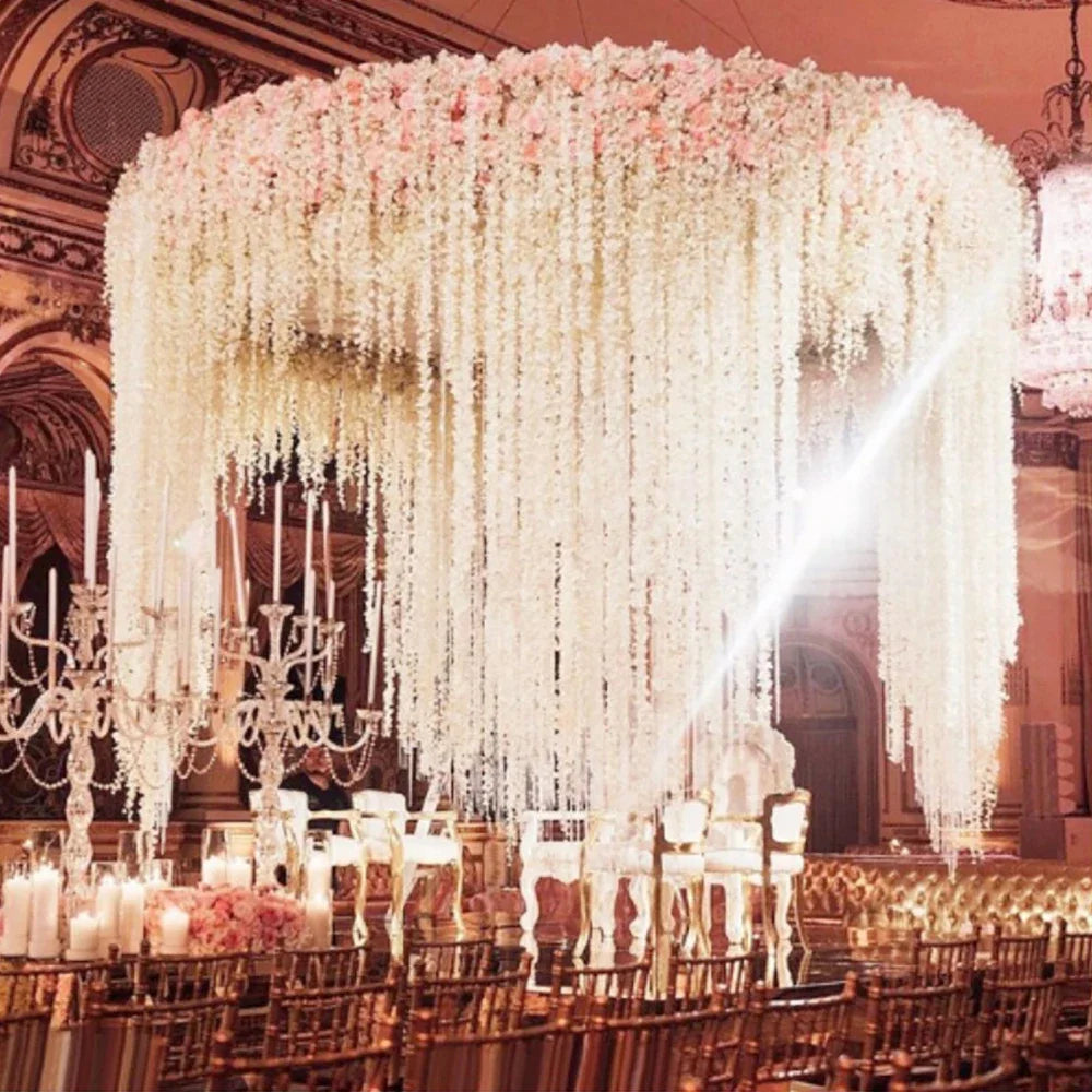 100CM 20PC Artificial Wisteria Flowers Wedding Garland Vine Rattan Hanging Wall Fake Flowers for Garden Party Wedding Home Decor