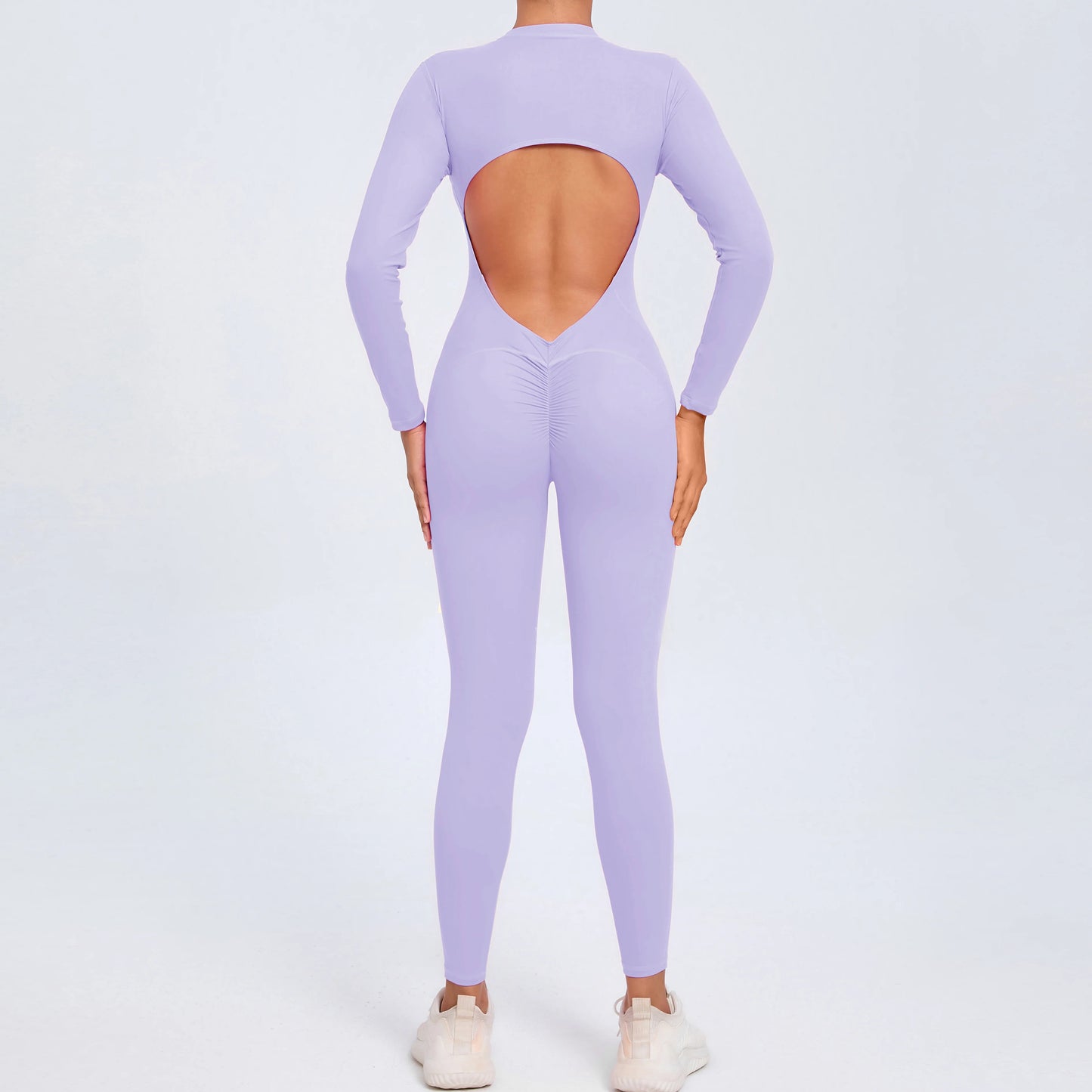 NEW Arrivals 10 Colors Women Sportwear Yoga Jumpsuit Zip Long Sleeve Back Open Outfit Fitness Tracksuit Tight One-piece Gym Overalls Sports Bodysuit