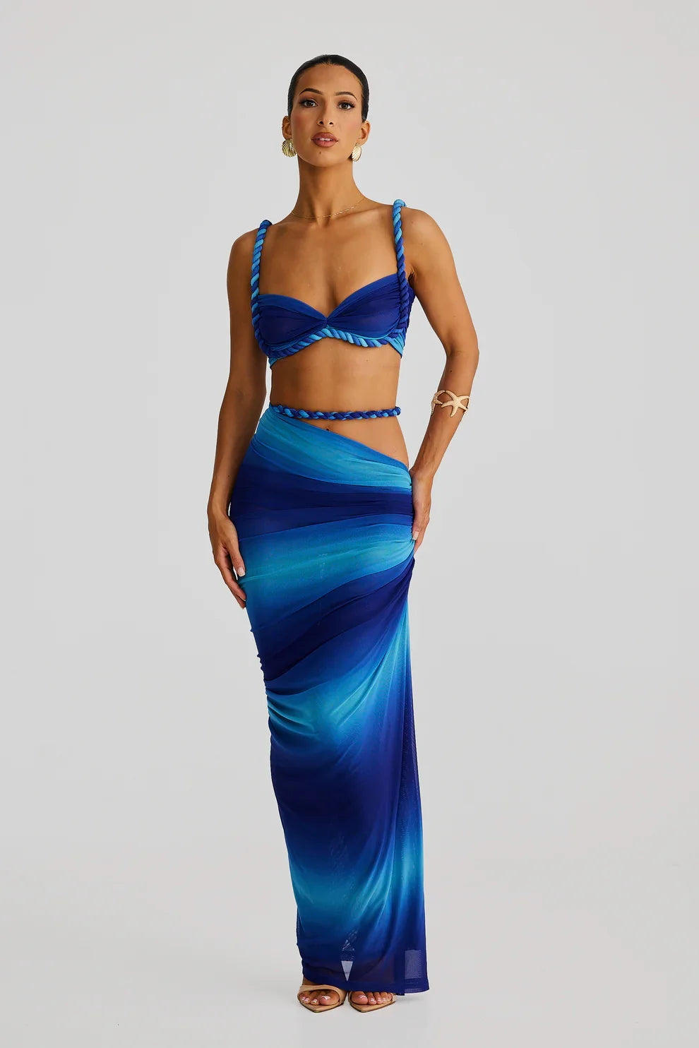 NEW Arrivals 3 PCS Set UK Size 4 Colors High-Quality Bikinis Cover-Ups Sets Sexy Push Up Backless Women's Swimsuit Gradient Cover-Ups Luxury Dress High-End Niche Beach Wear