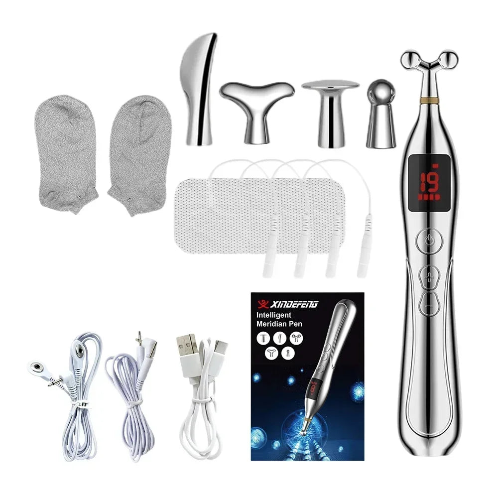 NEW Arrivals Electric Meridian Acupuncture Pen Set Electronic Laser Pointer Physiotherapy Acupressure Relax Tens EMS Pulse Vibrators Relaxing Massage Pens Health Care Supplies