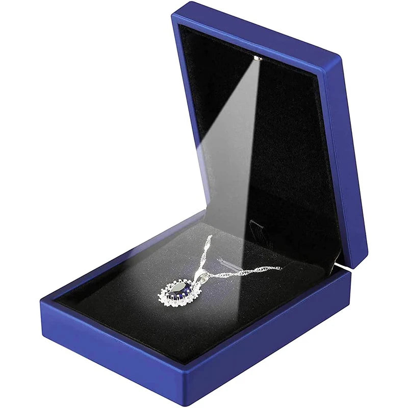 LED Lighted Bracelet Ring Necklace Luxury Box Storage Organizer Pendant Box Case Package For Anniversary And Display Engagement Gift Wedding Accessories Jewelry Supplies