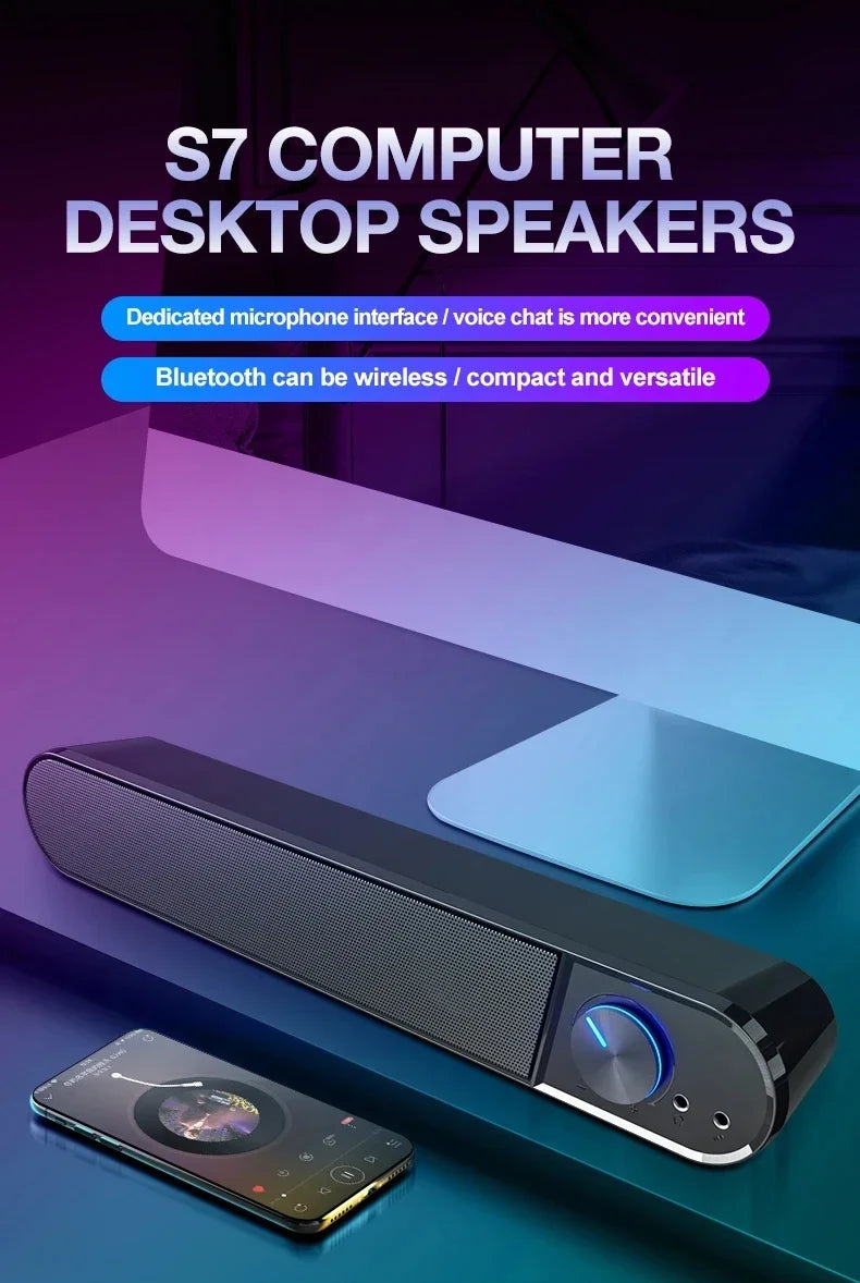 NEW Arrivals Top Quality 4D Wired Bluetooth Computer Speaker Surround Sound Desktop Speaker HiFi Stereo Subwoofer With Mic For Laptop PC TV Aux Speaker