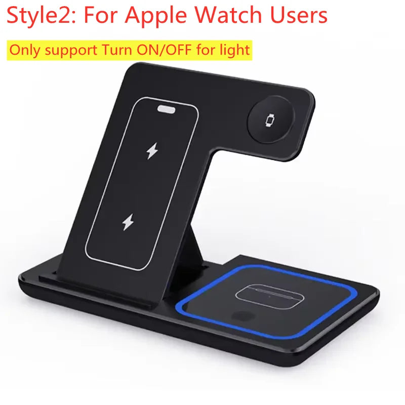 NEW Arrivals 300W Foldable 3 In 1 Wireless Charger Stand Pad Desktop Fast Charging Station For iPhone 16 15 14 13 Samsung Apple Watch Air Pods Mobile Phones Accessories Electronic Supplies