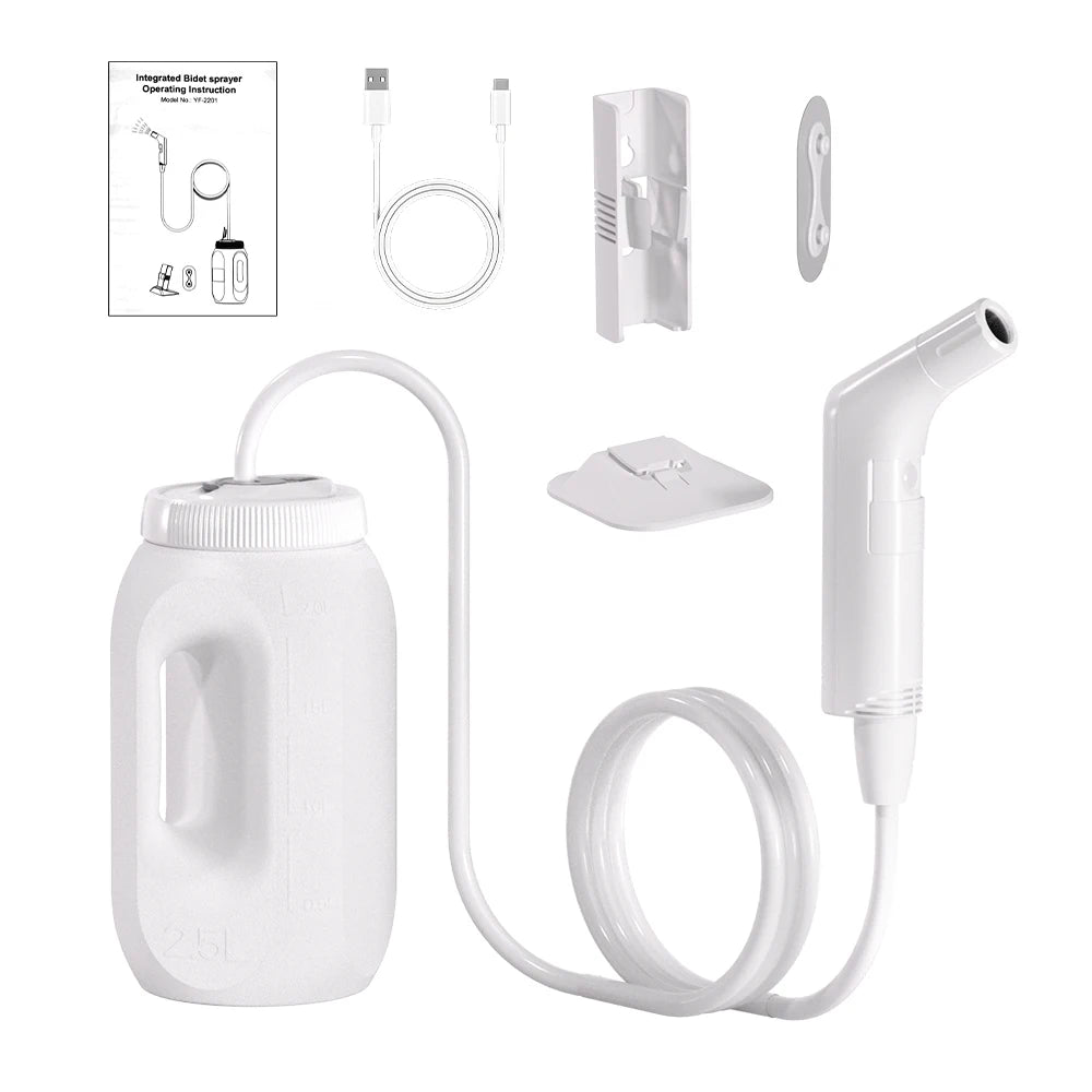 NEW 2.5L Portable Electric Bidet Rechargeable Hand Bidet Butt Sprayer for Personal Hygiene Cleaning Travel Camping Bidet Outdoor Travel Camping Cleaning Supplies