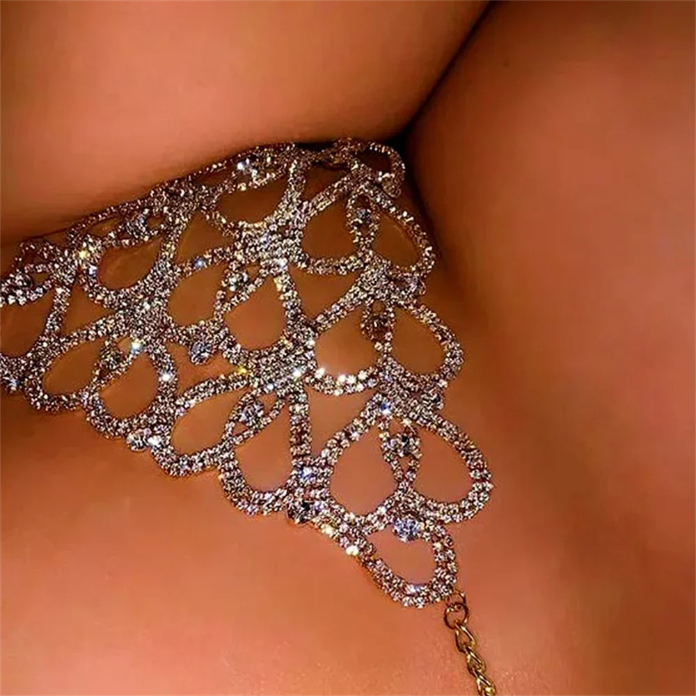 Sexy Shiny Peach Heart Crystal Shorts Waistchain Jewelry Fashion Nightclub Party Rhinestone Bikini Shorts Jewelry Accessories