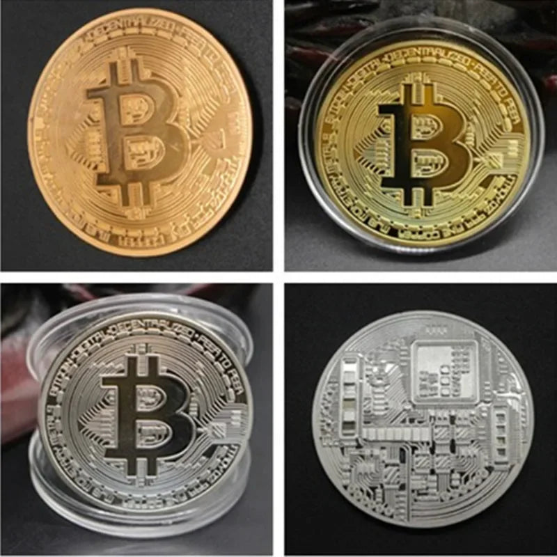 NEW Gold/Silver with Shell Plated Bitcoin Coin Collectible Art Collection Gift Physical Commemorative Casascius Bit BTC Metal Antique Collection