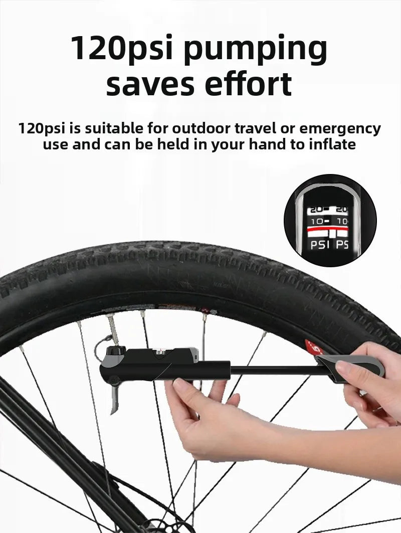 NEW Arrivals Bicycle Mini Pump Battery Car Mountain Bike Road Bike Portable Beauty Mouth French Mouth Air Pump Outdoor Riding Equipment Bicycle Parts Accessories