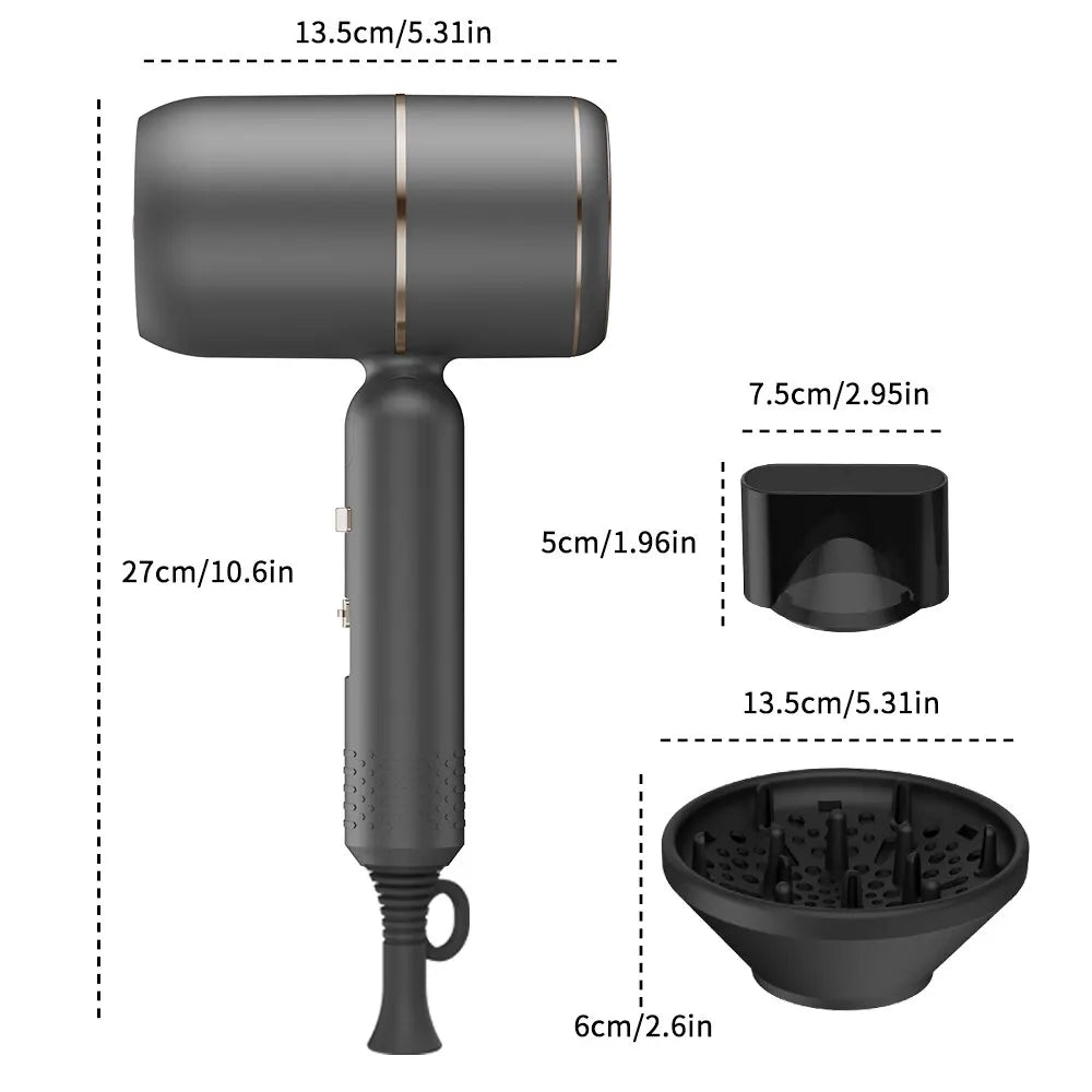 Hair Dryer with Diffuser Ionic Blow Dryer Professional Portable Hair Dryers Accessories for Women Curly Hair Purple Home Applian