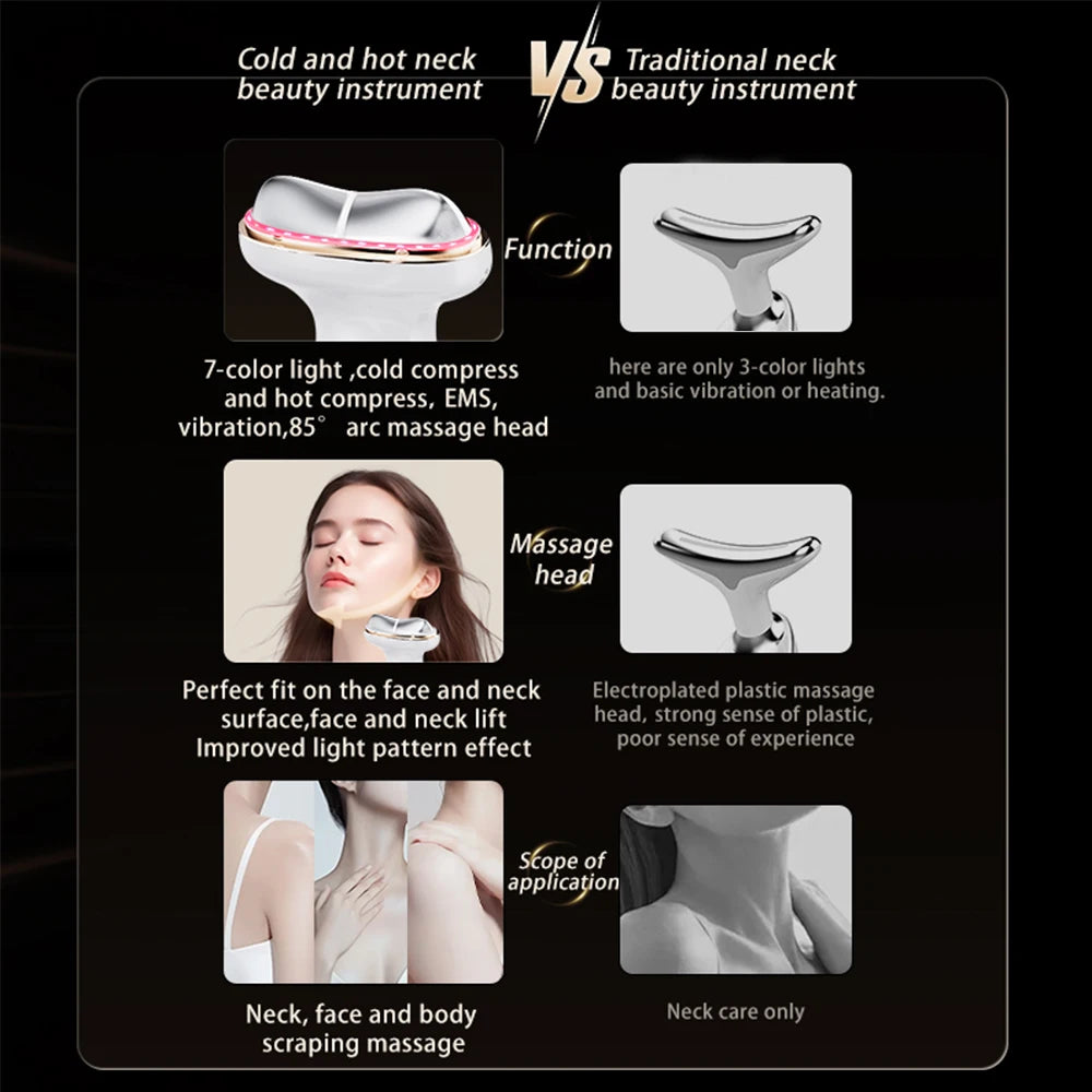 NEW EMS Neck Face Massager Double Chin Remover V Line Chin Lift Up Reducer 7 Colors LED Light Therapy Anti Neck Wrinkle Face Slimmer Women Beauty Salon Spa Supplies