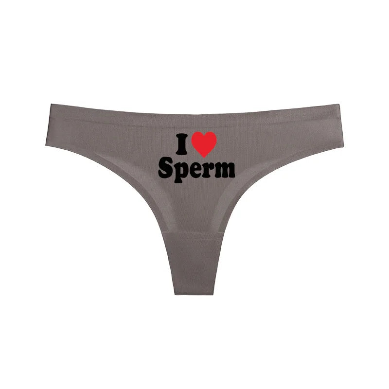 NEW Arrivals *I LOVE SPERM* Women Sexy Thongs Lingerie G-String Plus Size Temptation Panties Underwear Sexy Accessories for Woman