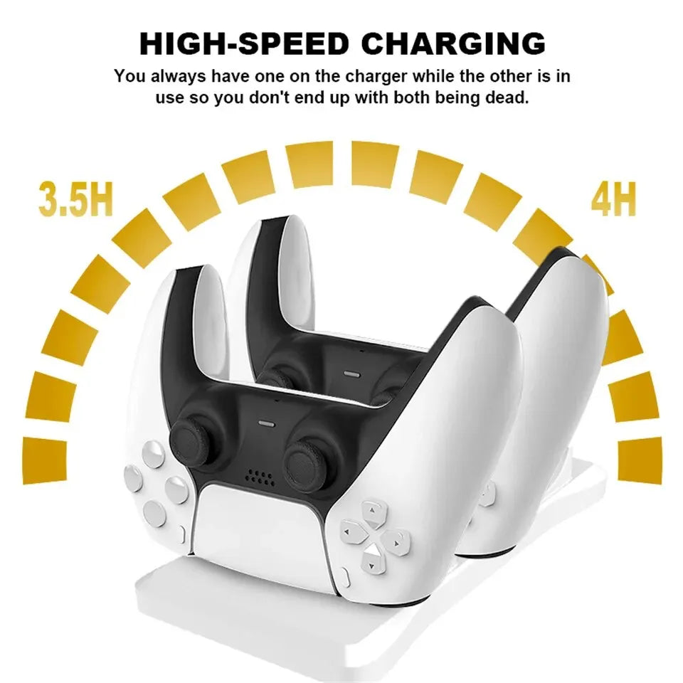 NEW Arrivals Dual Controller Charging Stand for Play Station 5 Controller Charger Dock Station PS5 with Fast Charging AC Adapter 5V 1.2A Video Games Computer Accessories Electronic Supplies