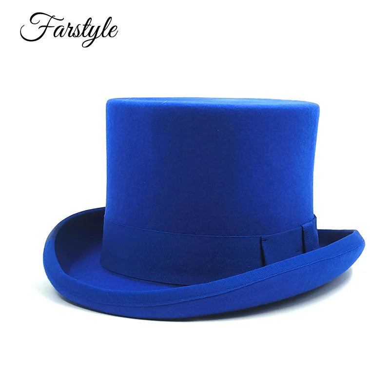 NEW Arrivals British President Men Luxury Top Hat Presidential High Hat British jazz Top Multi-Colors Hats Gentleman Evening Wedding Party Flat Felt Hat Formal Tuxedos Costume Apparel Accessories Male Luxury Fashion Clothing