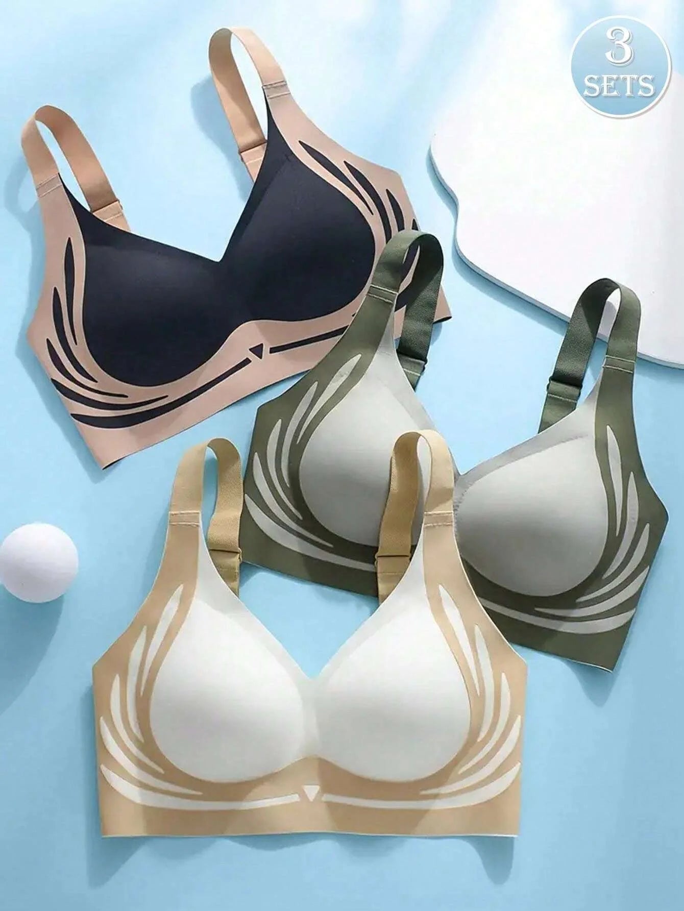 NEW Arrivals 3PCS Set M-2XL Plus Size Seamless Underwear For Women, Wireless & Comfortable Lift & Gather Brassiere, Supportive & Anti-Sagging Ladies Luxury Underwear Sets