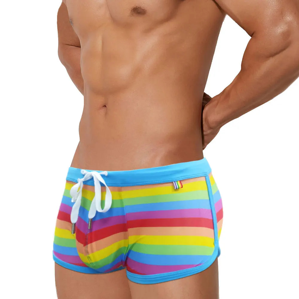 Hot Sexy Men Swimwear Summer Swimsuit Kids Surf Man Trunks Push-up Beach Low-Waist Pride Day Gay Swim Bathing-Pants surfing