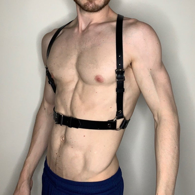 Male Leather Lingerie Sexual Chest Harness Men Adjustable Rave Gay Clothing BDSM Fetish Full Body Harness Belt Strap for Sex