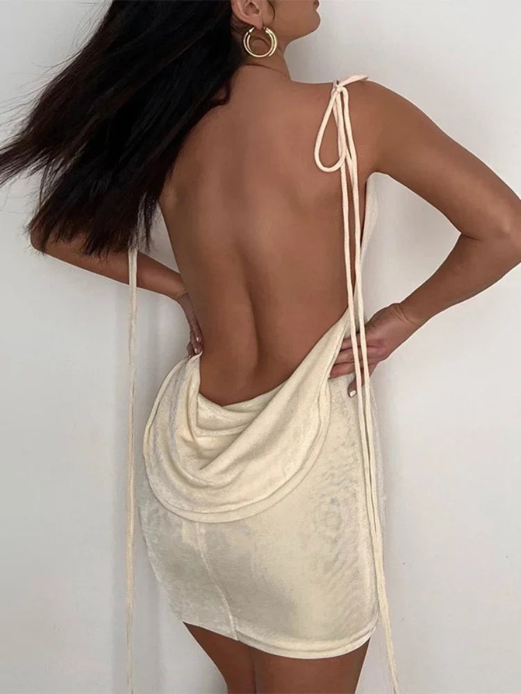 NEW Arrivals Red/Apricot Color Sexy Back Deep Open Backless Slim Velvet Spring Dress Women Long Spaghetti Shoulder Strap Skinny Summer Mini Dress Elegant Evening Beach Party Night Club Dress