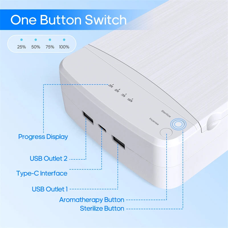 UV Nail Tools Sterilizer Disinfection Box LED Tray Box Multi-function Sterilization Aromatherapy Device for Manicure Tools