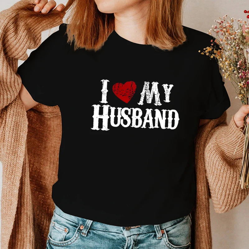 NEW Arrivals S-4XL I Love My Wife I Love My Husband Matching T-Shirt Men Women Vintage Fashion Trend Wife Husband Tee Honeymoon Sweet Lovers T-Shirt