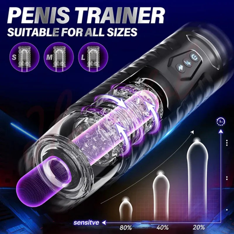Adult Hannibal Automatic Male Masturbator 7 Thrusting Rotating Modes Mastubator Cup Electric Pocket Pussy For Penis Sex Toy For Men