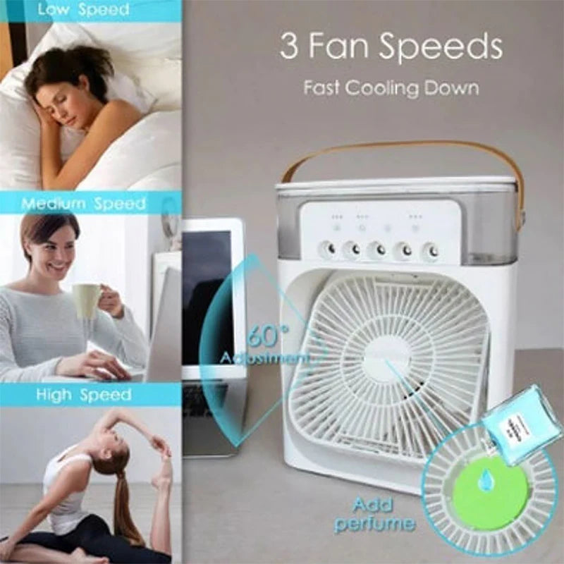 5 Sprays with 7 Color Led Ligh,6 Inches Air Conditioner Cooling Fan Portable Fan Air Cooler Mini Fan Air Humidifier