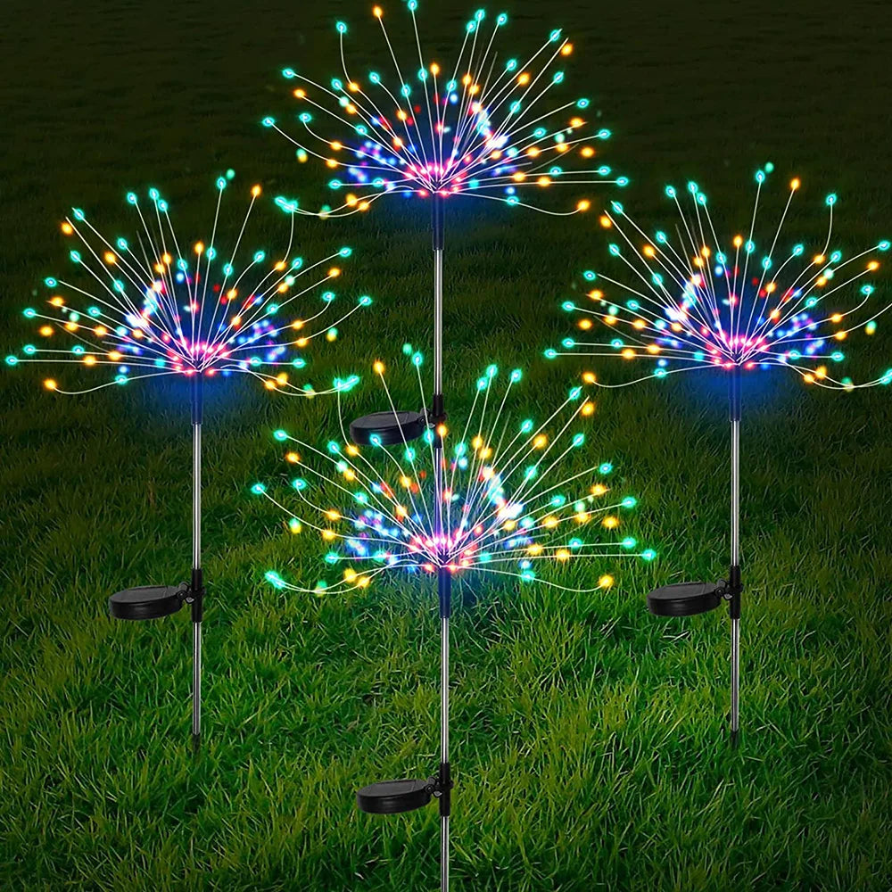 NEW Arrivals Solar Firework Light Grass Globe Dandelion 90/150/200 LED Fireworks Lamp For Garden Lawn Landscape Holiday Christmas Lights Home Garden Decoration Supplies