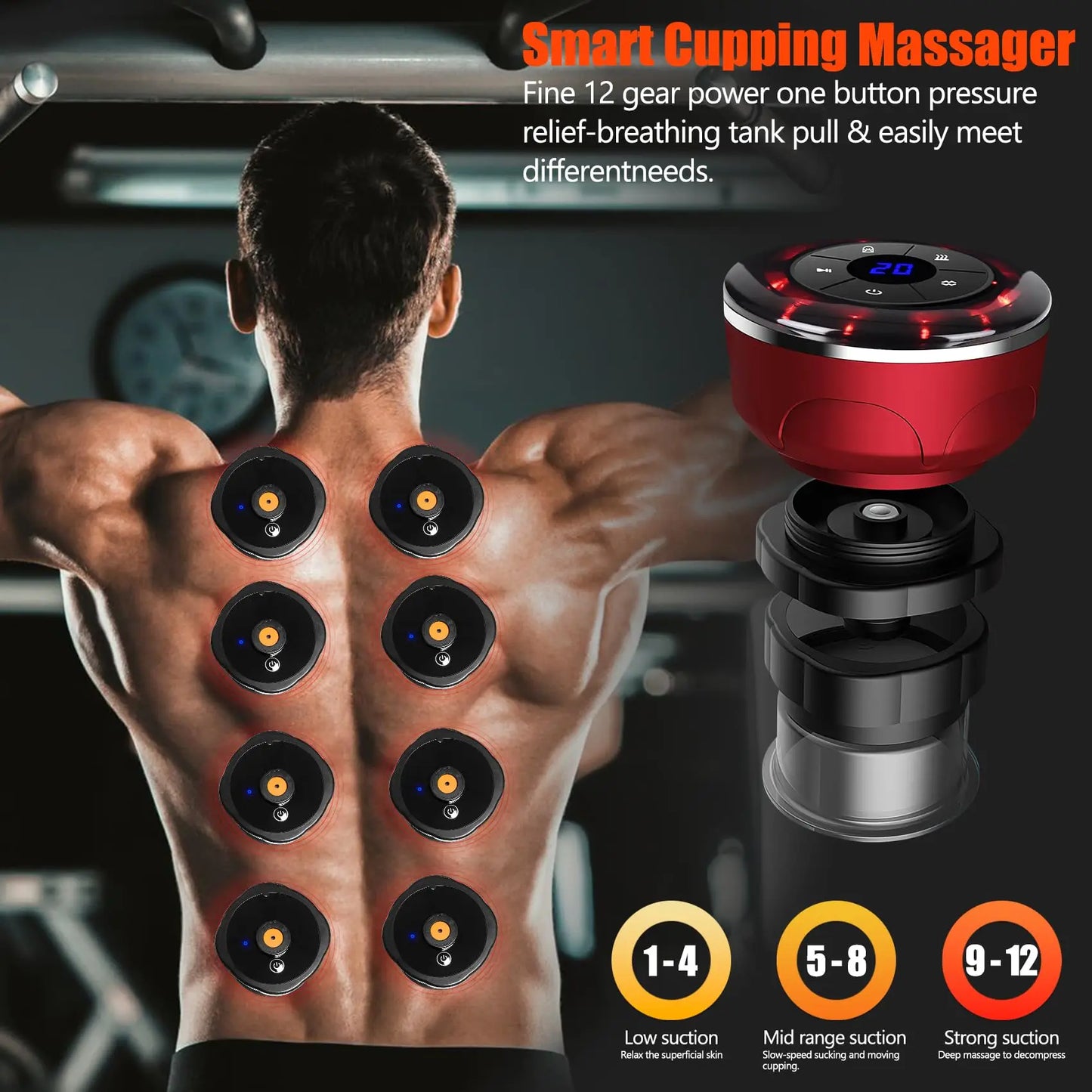 NEW 8 Cups Set Electric Cupping Massager Korean Gua Sha Vacuum Suction Cups EMS Anti Cellulite Magnet Therapy Scraping Fat Burner Full Body Massager