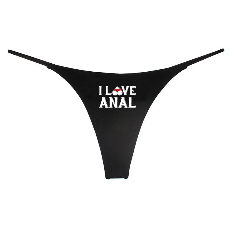 NEW Arrivals 4 Colors *I LOVE ANAL* Double Layer Thin Strap Thong for Women Cute Cotton Underwear Seamless Ladies Girl G-String Panties Gift for Her