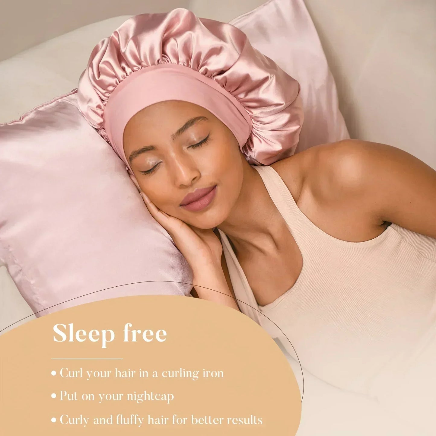 NEW Arrivals 2PCS Set Wine Red/Pink/Black Heatless Curling Rod Set Satin Nightcap for Women No Heat Hair Rollers Sleeping Soft Headband Styling Tool Lazy Curls Ladies Hair Care Accessories
