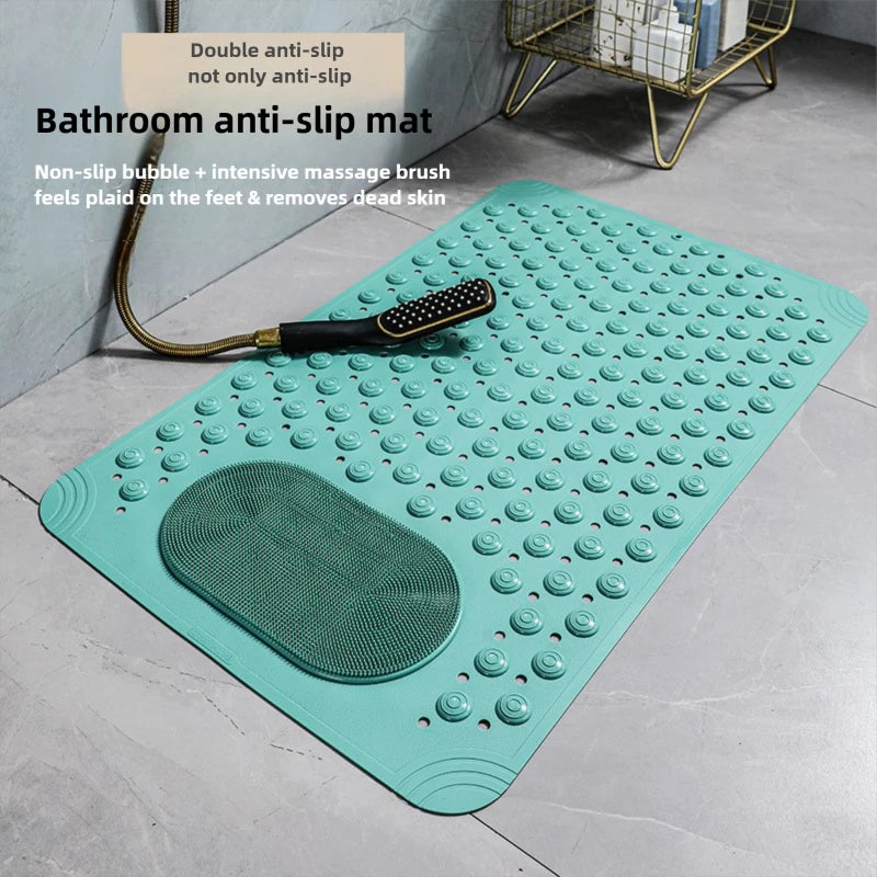 NEW Arrivals 5 Colors 60x90CM Bathroom Non-Slip Mat Solid Color Massage Mat Home Anti-Slip Suction Cup Carpet Waterproof Dirt-Resistant Toilet Hotel Floor Mat