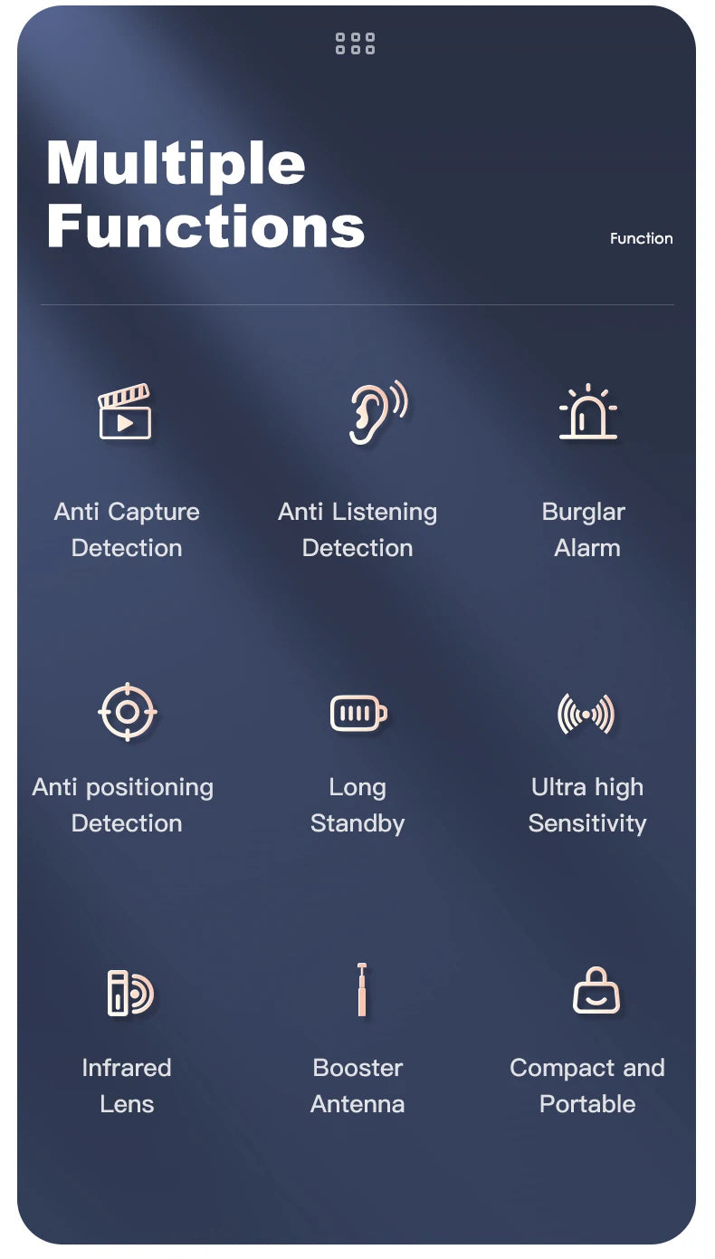 NEW Arrivals Privacy Protection Travel Hotels Office T18 Wireless Hidden Camera Detector, Laser RF Signal Scanner, GPS Locator Detection Anti-Peeping Anti-Spy Camera Personal Safety Security Supplies