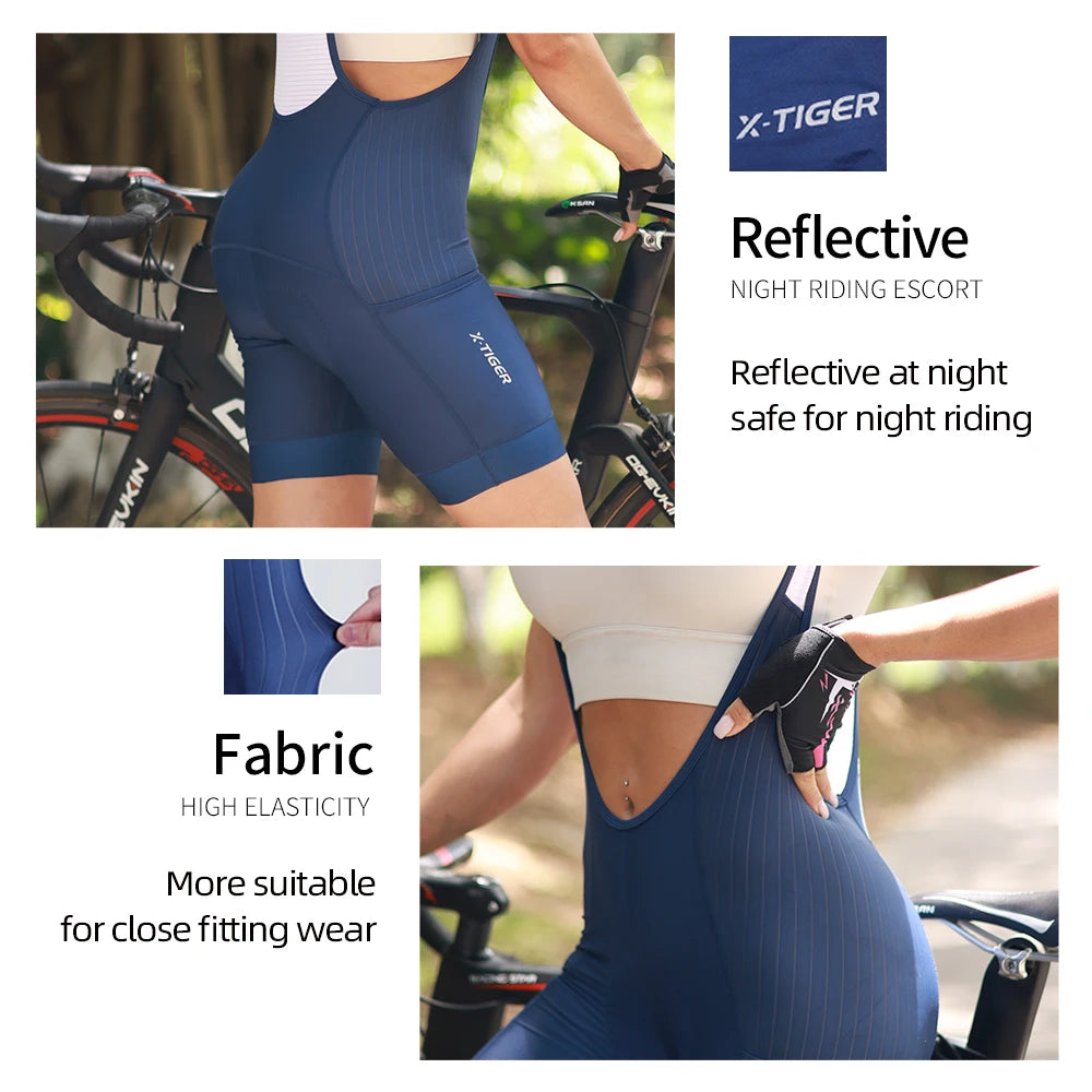 X-Tiger Women Pro Cycling Bib Shorts Summer Laika MTB Road Bicycle Shorts Women's Cycling Suspenders With ST-MULTI cushion