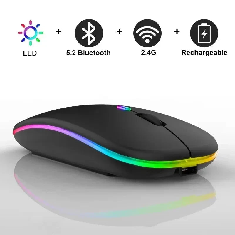 NEW Wireless Mouse Rechargeable Silent LED Backlit Mice PC Laptop Computer Mouse 2.4Ghz Receiver Bluetooth Dual Mode Optical Mice Computer Accessories Electronic Supplies