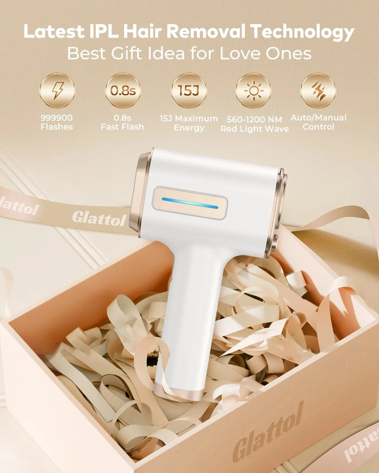 IPL Laser Hair Removal Device, 9 Levels Flashes Permanent Painless Epilator, Whole Body Treament At Home For Women Men