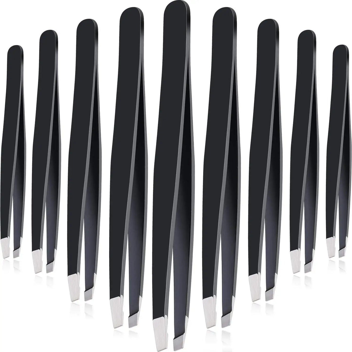 NEW Arrivals 10PCS Set Black Precision Eyebrow Tweezers Stainless Steel Eye Brow Tools Professional Facial Hair Removal Shaping Makeup Tool Kit Women Beauty Salon Cosmetic Accessories