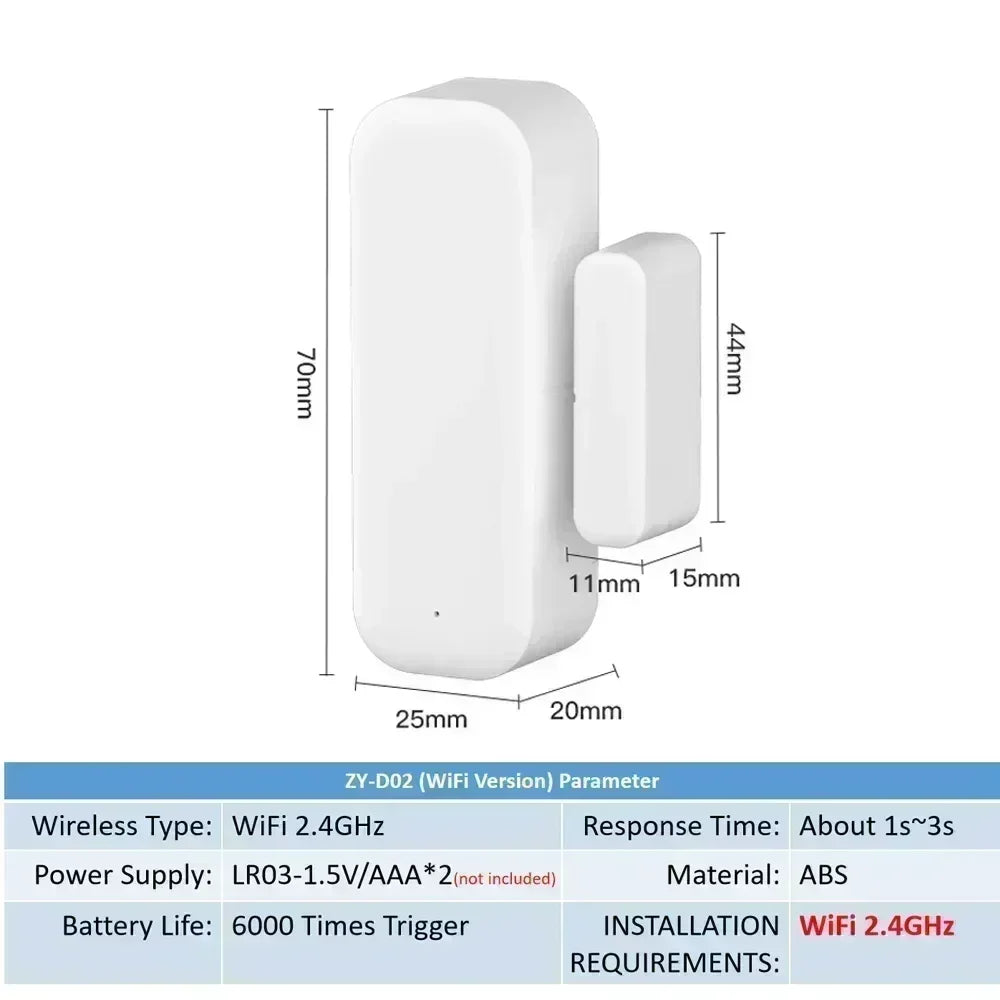 NEW TUYA App Alexa Wi-Fi Door Sensor Window Sensor Smart Home Wireless Door Detector Smart Life APP Remote Control for Alexa Google Home Office Security Supplies