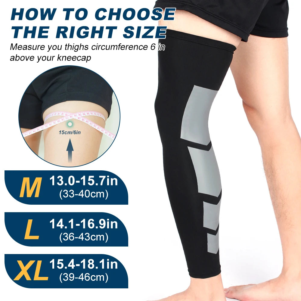 NEW Arrivals Leg Compression Sleeves, Full Leg Sleeve Long Knee Brace Knee Support Protect Basketball Football Volleyball Cycling Men Women Sports Apparel Accessories