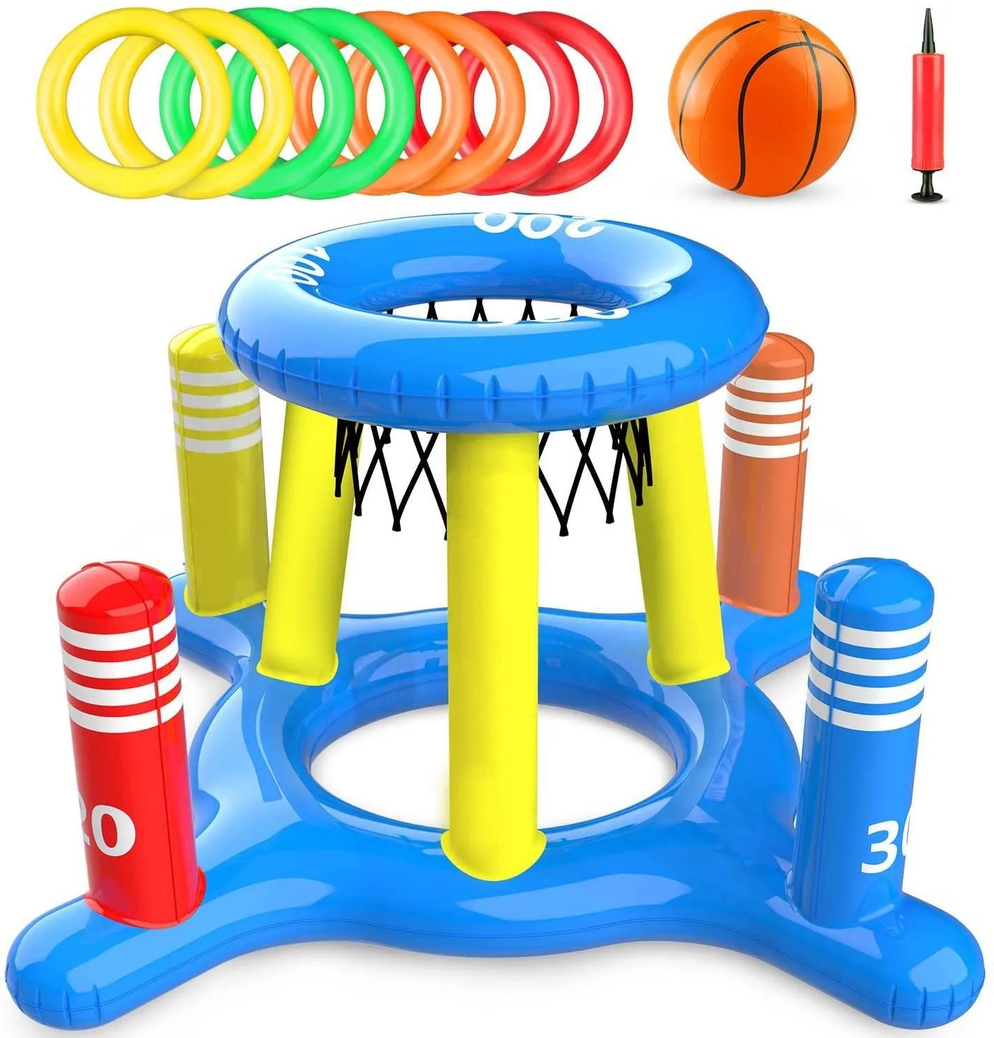 NEW Arrivals Adults Children Inflatable Toys Swimming Pool Beach Party Accessories Inflatable Bowling Ring Throwing Ferrule Game Set Floating Toys Beach Fun Summer Water Sports Supplies