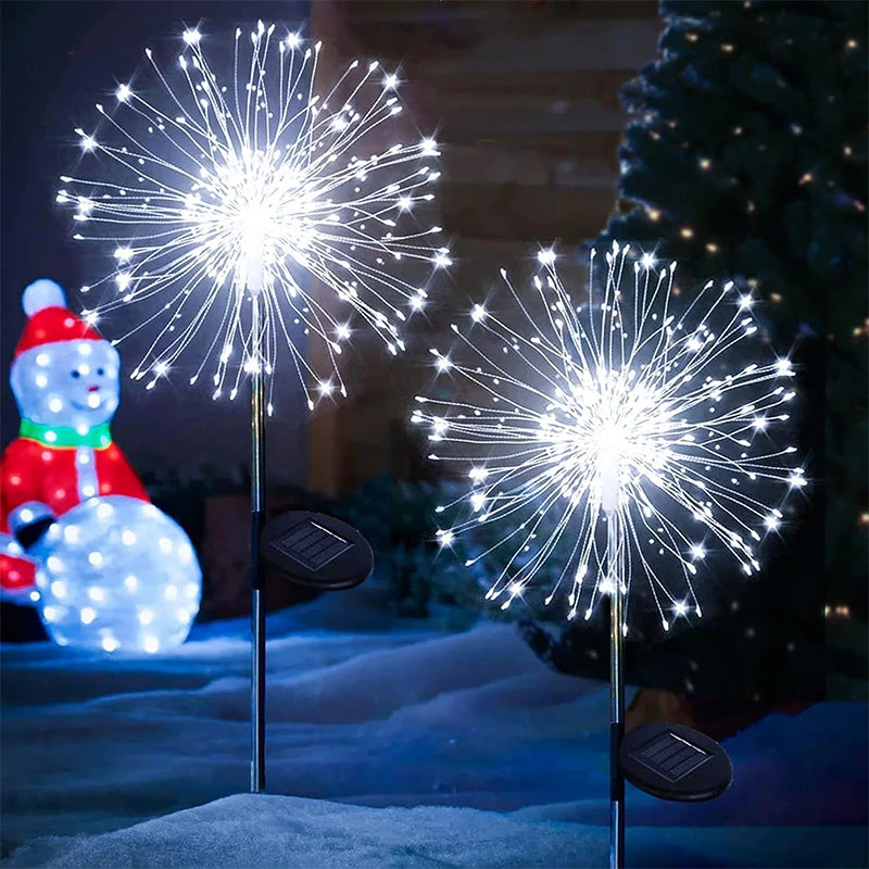 NEW Arrivals 2PCS Set 420 LED Solar Garden Firework Lights Outdoor Decor Street Solar Lamp for Pathway Patio Lawn Yard