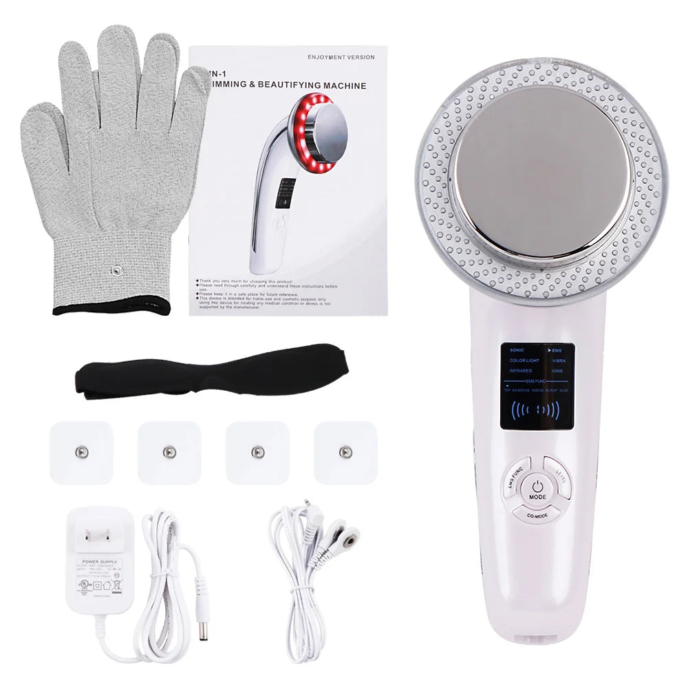 NEW Arrivals 6 IN 1 Set Body Shape Massager EMS Ultrasonic Slimming Gel Cream Infrared 1Mhz Ultrasound Cavitation Fat Burner Bar Weight Loss Tool Body Care Accessories Health Care Supplies