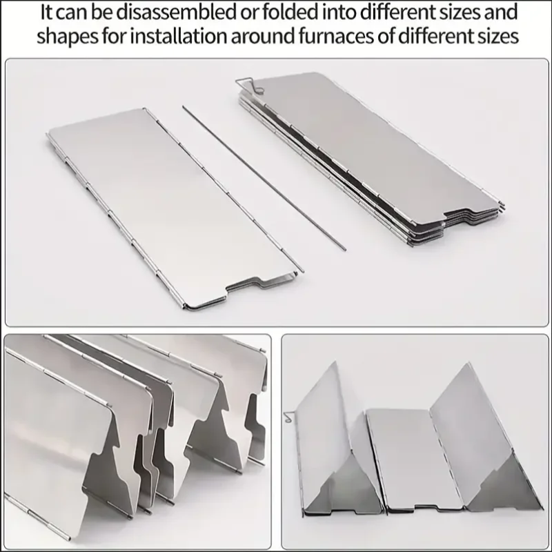 NEW Arrivals 8 Plates Aluminum Alloy Stove Windscreen, Ultralight Foldable Stove Windshield, Suitable For Outdoor Camping, Picnic Accessories