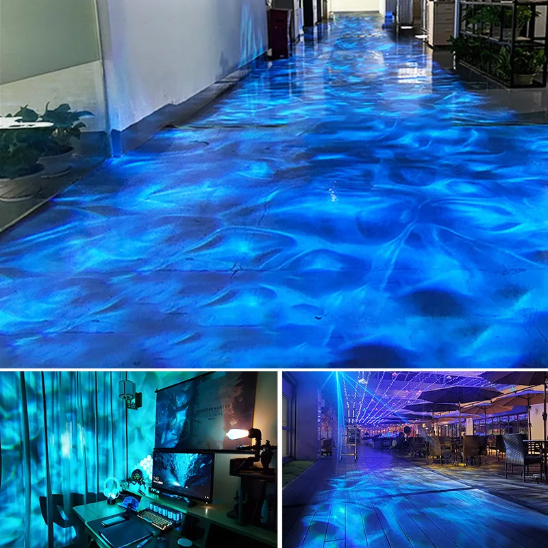 NEW 160W Waterproof Outdoor Water Wave Ocean Wave Light Water Wave Effect Projector with Gobo Projector Home Outdoor Decoration Supplies