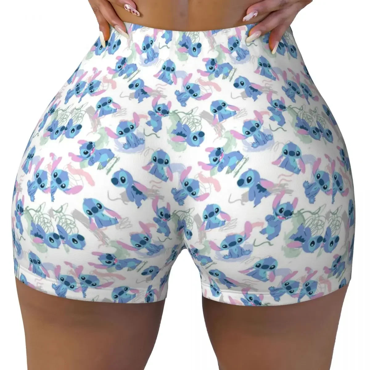 NEW Arrivals S-2XL Women's Stitch Anime Workout Yoga Shorts I Tried Gym Athletic Volleyball Biker Shorts Girls Sports Apparel Accessories