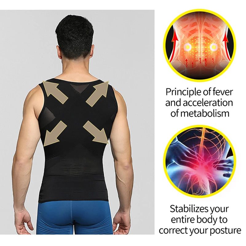NEW Arrivals Men's Slimming Shaper Posture Vest Abdomen Reducing Gynecomastia Compression Body Modeling Shapewear Chest Tummy Shirt Corset
